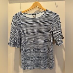 Ann Taylor Navy and White Striped Short Sleeve Top